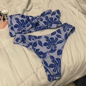 Blue strapless shein bikini